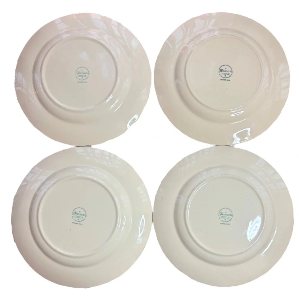 Franciscan Desert Rose 10” Dinner Plates  Vintage Hand Painted England 4 Pc Set